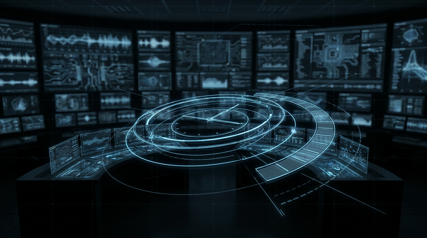 Abstract graphic representing an exercise clock and phased timeline